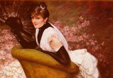 Картина "portrait of a lady with a fan" художника "тиссо джеймс"