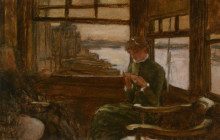 Картина "study of cathlene newton in a thames tavern" художника "тиссо джеймс"