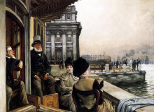 Репродукция картины "the terrace of the trafalgar tavern greenwich london" художника "тиссо джеймс"