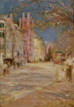 Репродукция картины "boston street scene (boston common)" художника "баннистер эдвард митчелл"