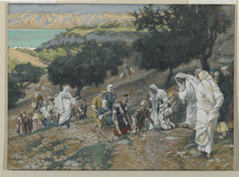Картина "jesus heals the blind and lame on the mountain" художника "тиссо джеймс"