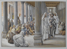 Репродукция картины "jesus walks in the portico of solomon (jésus se promène dans le portique de salomon)" художника "тиссо джеймс"