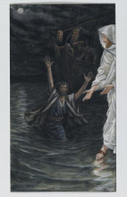 Копия картины "saint peter walks on the sea (saint pierre marche sur la mer)" художника "тиссо джеймс"