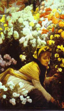Копия картины "chrysanthemums" художника "тиссо джеймс"