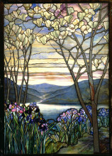 Репродукция картины "magnolia and irises" художника "тиффани луис комфорт"