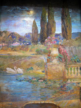 Репродукция картины "paesaggio con giardino e una fontana" художника "тиффани луис комфорт"