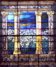 Копия картины "field of lilies window" художника "тиффани луис комфорт"