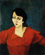 Картина "woman in red with green background" художника "тихань лайош"