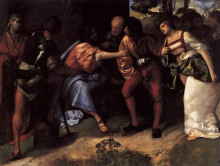 Репродукция картины "christ and the adulteress" художника "тициан"