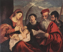 Копия картины "mary with the child and saints" художника "тициан"