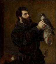 Репродукция картины "giorgio cornaro with a falcon" художника "тициан"