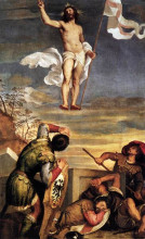 Репродукция картины "the resurrection" художника "тициан"