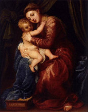 Копия картины "virgin and child" художника "тициан"