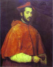 Картина "portrait of cardinal alessandro farnese" художника "тициан"