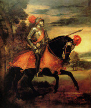 Репродукция картины "конный портрет карла v" художника "тициан"