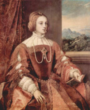 Картина "portrait of isabella of portugal, wife of holy roman emperor charles v" художника "тициан"