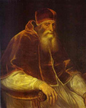 Картина "portrait of pope paul iii" художника "тициан"