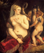 Репродукция картины "венера перед зеркалом" художника "тициан"