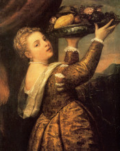 Копия картины "girl with a basket of fruits (lavinia)" художника "тициан"