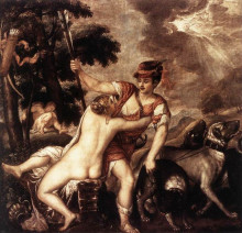 Копия картины "венера и адонис" художника "тициан"