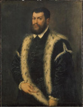 Репродукция картины "portrait of a man with ermine coat" художника "тициан"