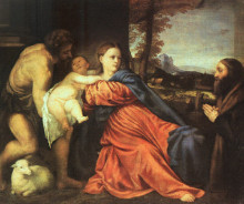 Картина "holy family and donor" художника "тициан"