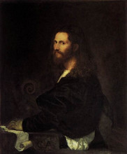Картина "portrait of a musician" художника "тициан"