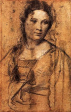 Репродукция картины "portrait of a young woman" художника "тициан"