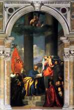 Репродукция картины "pesaros madonna" художника "тициан"