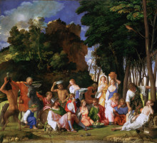 Репродукция картины "the feast of the gods" художника "тициан"