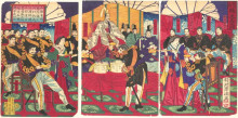 Репродукция картины "view of the gift of the emperor&#39;s gift cup" художника "тоёхара тиканобу"