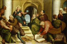 Картина "christ among the doctors" художника "бассано якопо"