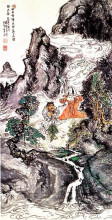 Копия картины "two divinities dancing" художника "томиока тэссай"