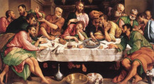 Репродукция картины "the last supper" художника "бассано якопо"