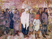 Репродукция картины "queuing for bread" художника "тоница николае"