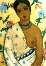 Репродукция картины "portrait of a biracial woman" художника "тоница николае"
