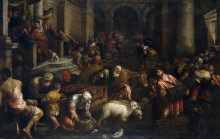 Картина "expulsion of the merchants from the temple" художника "бассано якопо"