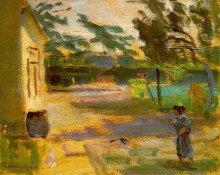 Репродукция картины "cortyard in sunshine" художника "торняй янош"