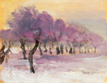 Картина "winter landscape with violet lights" художника "торняй янош"