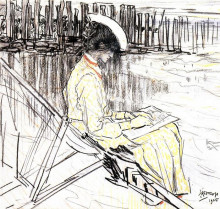 Копия картины "portrait of emma bellwidt on the beach at domburg" художника "тороп ян"