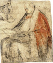 Репродукция картины "study of a seated bishop reading a book on his lap" художника "бассано якопо"