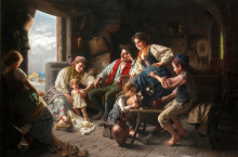 Картина "the fisherman&#39;s family" художника "торрилья джованни баттиста"