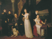 Репродукция картины "family portrait of counts morkovs" художника "тропинин василий"