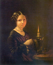 Репродукция картины "девушка со свечой" художника "тропинин василий"