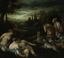 Картина "diana and actaeon" художника "бассано якопо"