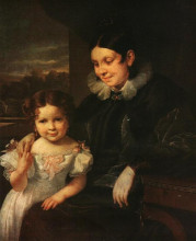 Репродукция картины "ершова в. и. с дочерью" художника "тропинин василий"