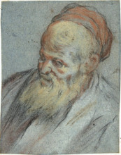 Репродукция картины "bust-length study of a bearded man with cap in three-quarter view" художника "бассано якопо"