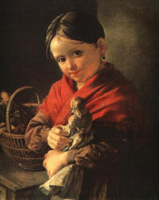 Копия картины "девочка с куклой" художника "тропинин василий"