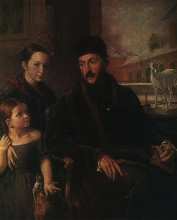Репродукция картины "portrait of d. p. voyeikov with his daughter and the governess miss sorock" художника "тропинин василий"