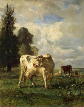 Картина "коровы в поле" художника "труайон констан"